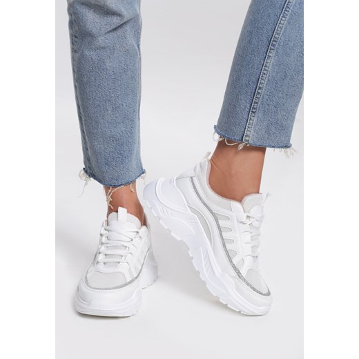 Buty sportowe damskie białe Renee sneakersy wiązane ze skóry ekologicznej 