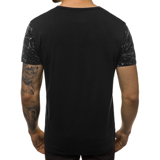 T-shirt męski Ozonee czarny z krótkimi rękawami 