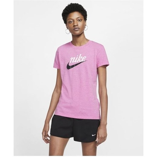 Bluzka damska Nike z napisem z krótkim rękawem z okrągłym dekoltem 