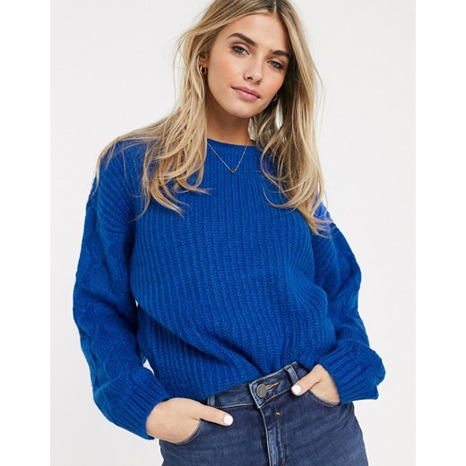 Pimkie – Niebieski sweter z rękawami z warkoczowym splotem  Pimkie L Asos Poland
