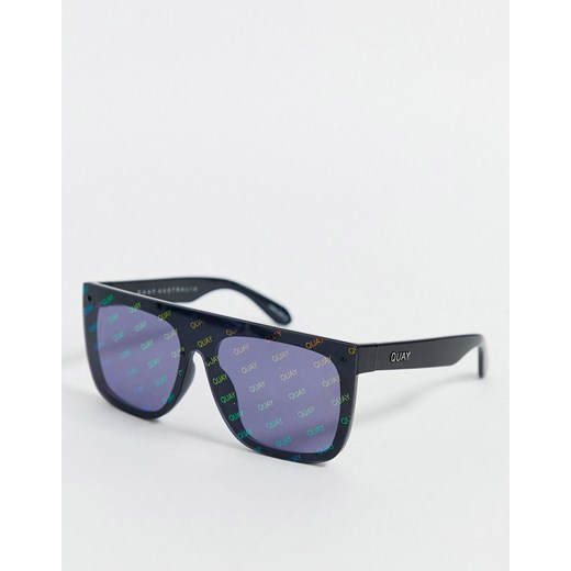 Quay Australia – Jaded – Czarne okulary przeciwsłoneczne z oprawkami flat top-Czarny