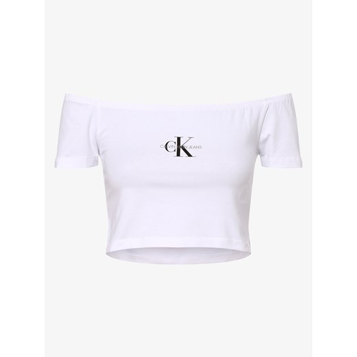 Bluzka damska Calvin Klein casual z napisem biała bawełniana wiosenna 