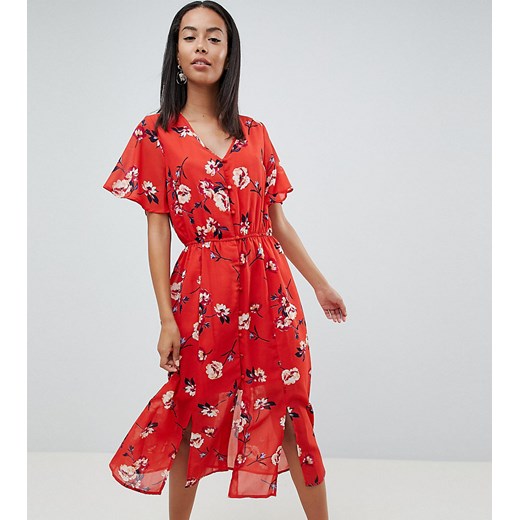 Sukienka czerwona Missguided Tall z dekoltem w literę v