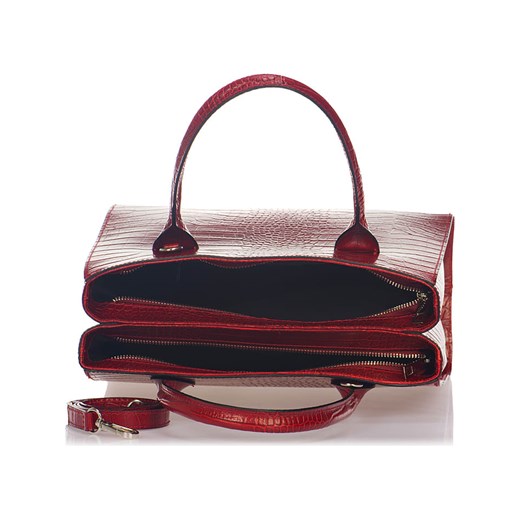 Skórzana torebka w kolorze czerwonym - 30 x 27 x 13 cm Mia Tomazzi  OneSize promocyjna cena Limango Polska 