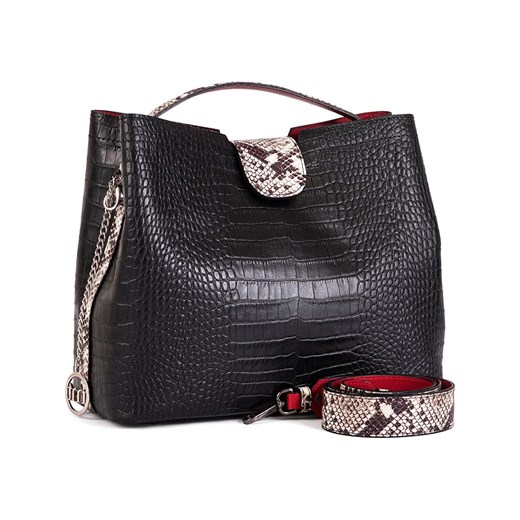 Mia Tomazzi Skórzana torebka "Bagolino" w kolorze czarnym - 31 x 26 x 13 cm