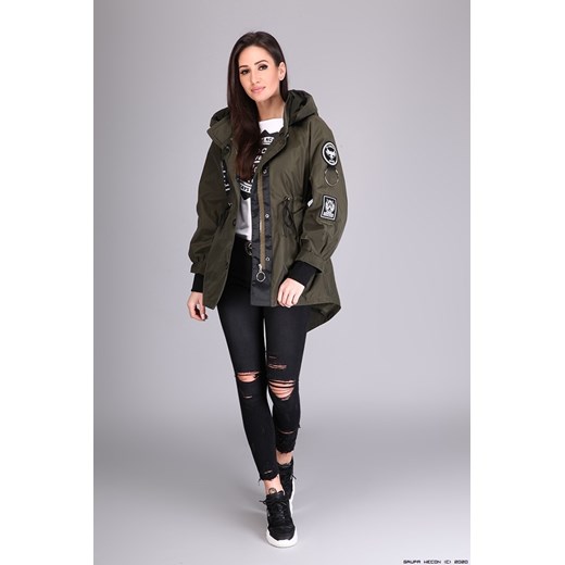 kurtka damska made in italy ** designerska parka + zamki+ okucia+ napisy L/XL LUXURYONLINE