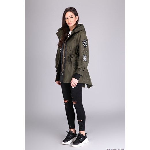 kurtka damska made in italy ** designerska parka + zamki+ okucia+ napisy M/L LUXURYONLINE