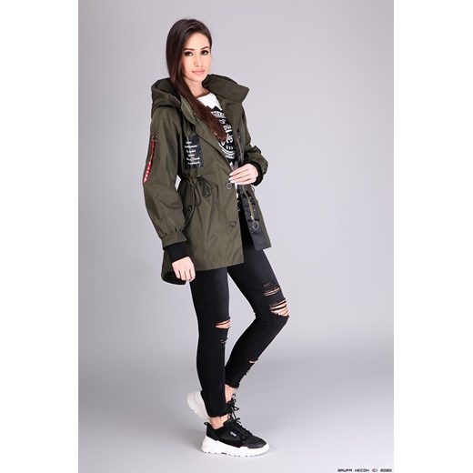 kurtka damska made in italy ** designerska parka + zamki+ okucia+ napisy L/XL LUXURYONLINE