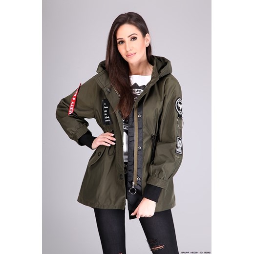 kurtka damska made in italy ** designerska parka + zamki+ okucia+ napisy S/M LUXURYONLINE