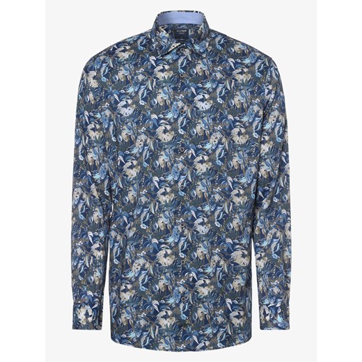 Niebieska koszula męska Olymp Casual Modern Fit z długim rękawem w abstrakcyjne wzory 
