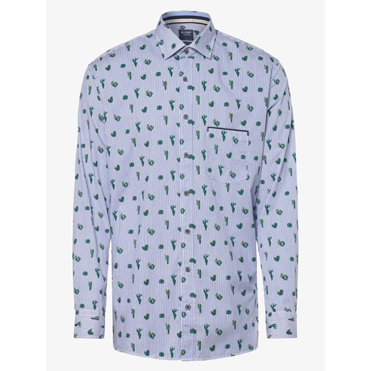 Koszula męska zielona Olymp Casual Modern Fit w abstrakcyjnym wzorze z długimi rękawami 