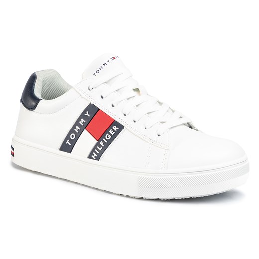 Sneakersy TOMMY HILFIGER - Low Cut Lace-Up Sneaker T3B4-30718-0900 D White/Blue X336