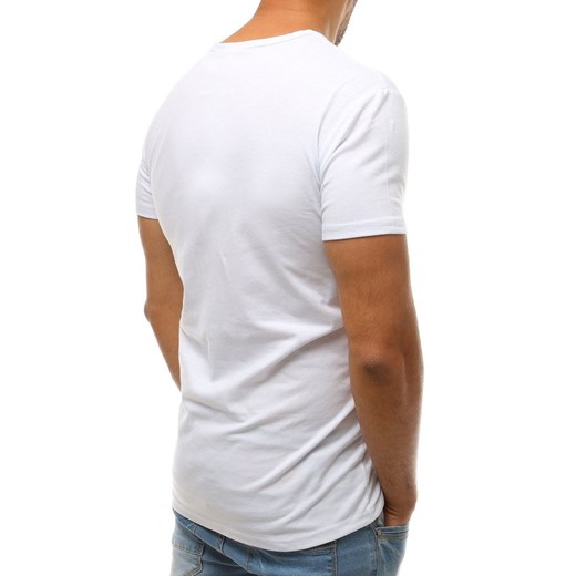 T-shirt męski Dstreet biały z krótkim rękawem z tkaniny 