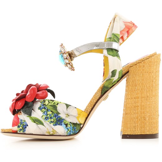 Sandały damskie Dolce & Gabbana w kwiaty ze skóry na lato 
