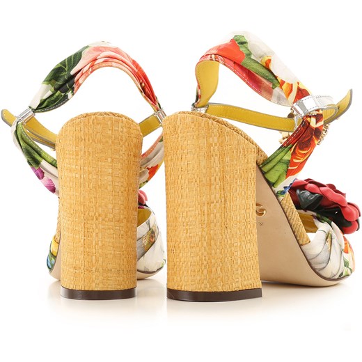 Sandały damskie Dolce & Gabbana na wysokim obcasie wielokolorowe ze skóry 