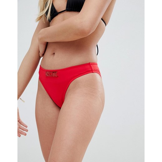 Moschino – Dół od bikini z logo-Czerwony Moschino  40 promocyjna cena Asos Poland 