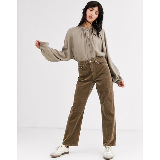 Weekday – Row – Szarobrązowe spodnie ze sztruksu-Szary Weekday  42 Asos Poland