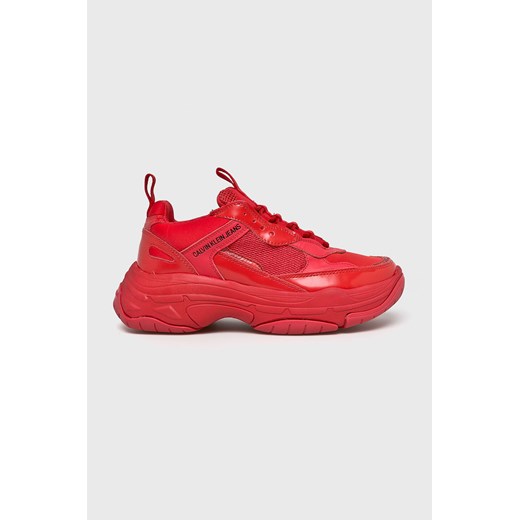 Buty sportowe męskie czerwone Calvin Klein na wiosnę sznurowane
