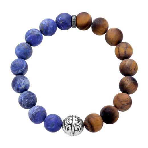 Bransoleta męska z kamieni naturalnych tygrysie oko i lapis lazuli BALL Oxmo   