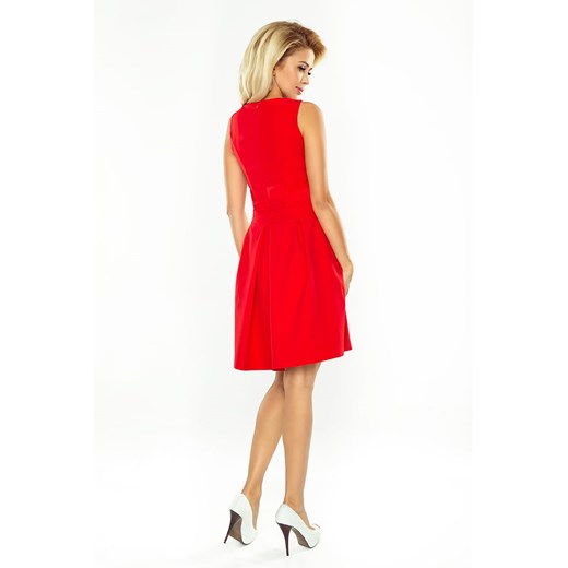 Sukienka z kontrafałdą i kieszeniami czerwona Numoco  S vestyliapl