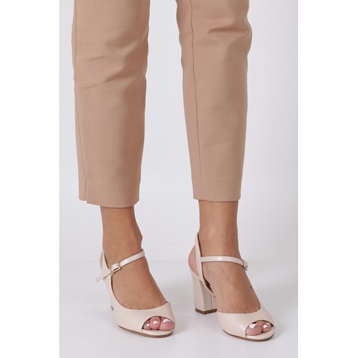 Sandały damskie Sergio Leone bez wzorów różowe eleganckie na średnim obcasie na z klamrą 