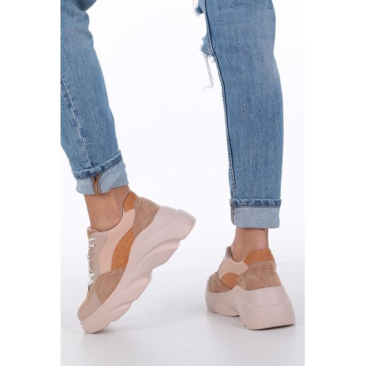 Buty sportowe damskie Casu młodzieżowe na płaskiej podeszwie wiązane bez wzorów ze skóry ekologicznej 