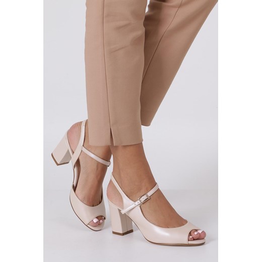 Różowe sandały damskie Sergio Leone bez wzorów na obcasie eleganckie 