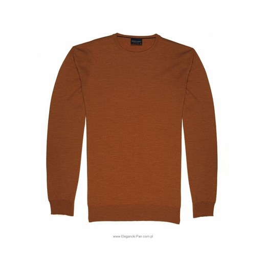 Sweter / pulower O-neck z wełny z merynosów kolor ceglasty eleganckipan-com-pl brazowy ciepłe
