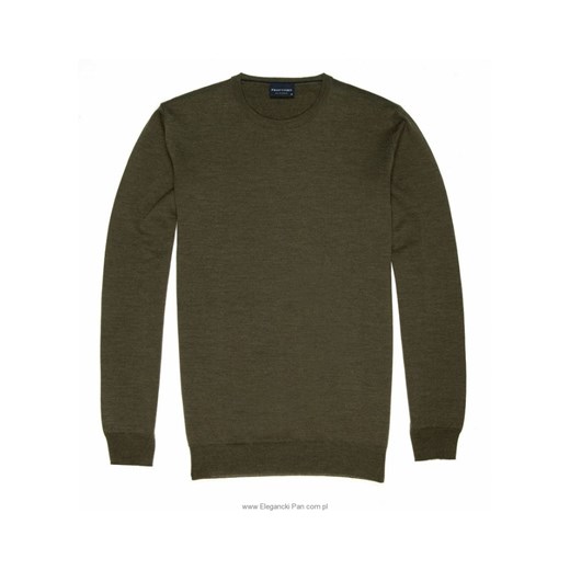 Sweter / pulower O-neck z wełny z merynosów kolor mchu eleganckipan-com-pl szary ciepłe