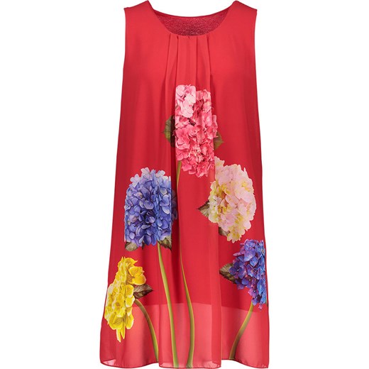 Sukienka Pretty Closet czerwona bez rękawów w kwiaty prosta 