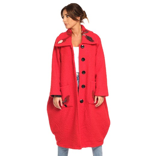 Wełniany płaszcz "Loana" w kolorze czerwonym