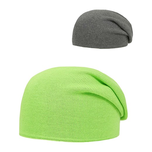 Dwustronna czapka beanie w kolorze zielono-szarym