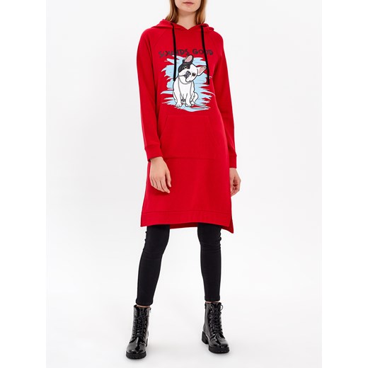 Czerwona bluza damska Gate w stylu młodzieżowym z bawełny 