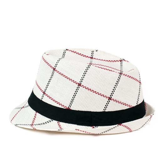 Letni kapelusz trilby - prążki szaleo bezowy kapelusz