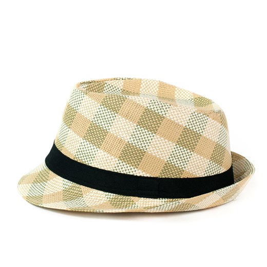 Letni kapelusz trilby - prążki szaleo zielony kapelusz