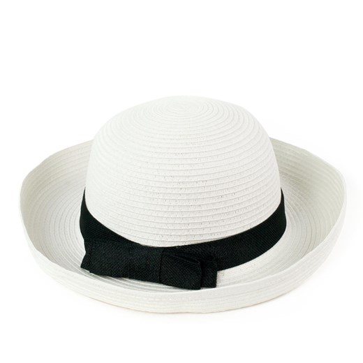 Kapelusz Elegantka w lecie szaleo bialy kapelusz