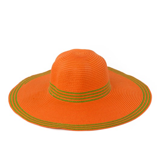 Kapelusz na lato w paseczki szaleo pomaranczowy kapelusz