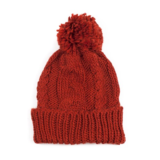 Gruba, zimowa czapka z pomponem szaleo czerwony czapka