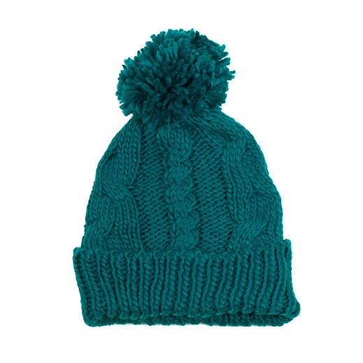 Gruba, zimowa czapka z pomponem szaleo zielony czapka
