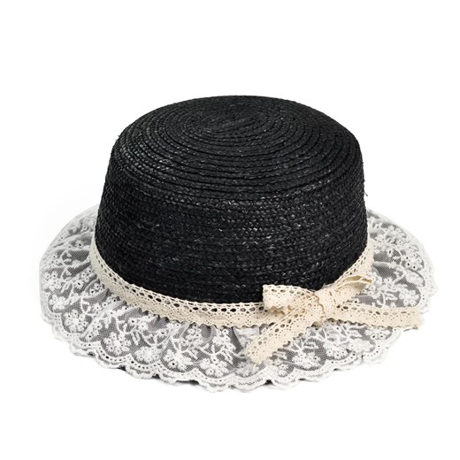 Słomkowy kapelusz a'la Panna Marple szaleo czarny kapelusz