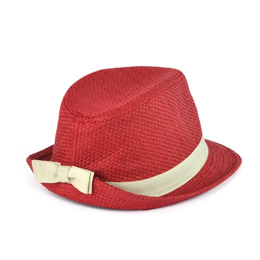 Kapelusz trilby z kokardką szaleo czerwony kapelusz