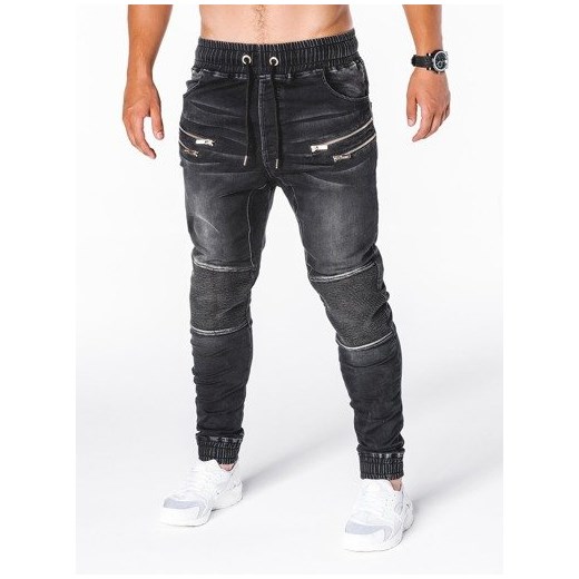 Spodnie męskie jeansowe joggery P405 - czarne
