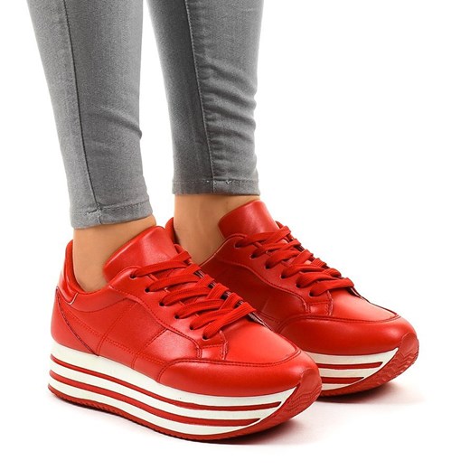 Czerwone modne damskie obuwie sportowe 230