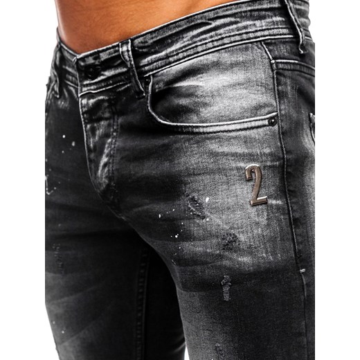 Spodnie jeansowe męskie regular fit czarne Denley 4000
