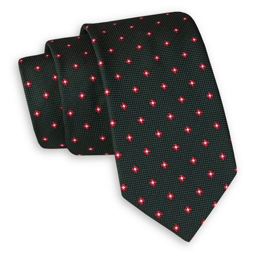Ciemny Zielony Elegancki Krawat -Angelo di Monti- 6 cm, Męski, w Czerwono-Biały Geometryczny Wzór KRADM1718 ze sklepu JegoSzafa.pl w kategorii Krawaty - zdjęcie 82283588