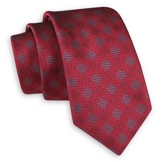 Czerwono-Szary Elegancki Krawat -Angelo di Monti- 6 cm, Męski, w Dużą Kratkę KRADM1699 ze sklepu JegoSzafa.pl w kategorii Krawaty - zdjęcie 82283599