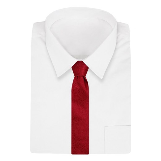 Czerwony Klasyczny Szeroki Krawat -Angelo di Monti- 7 cm, Męski, Elegancki, Tłoczony Wzór KRADM1672  Angelo Di Monti  JegoSzafa.pl