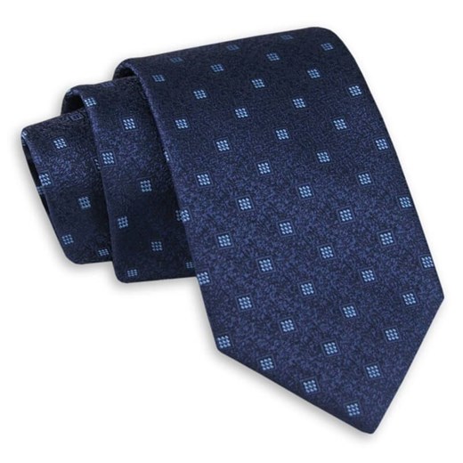 Granatowy Klasyczny Szeroki Krawat -Angelo di Monti- 7 cm, Męski, w Niebieski Wzór Geometryczny KRADM1679 Angelo Di Monti   JegoSzafa.pl