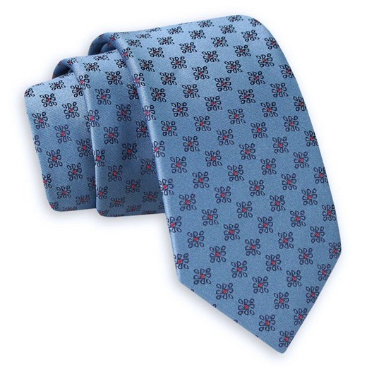 Niebieski Elegancki Krawat -Angelo di Monti- 6 cm, Męski, w Drobny Wzór Geometryczny KRADM1729 ze sklepu JegoSzafa.pl w kategorii Krawaty - zdjęcie 82283667