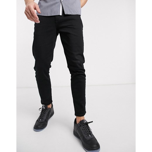River Island – Czarne jeansy ze zwężanymi nogawkami-Czarny